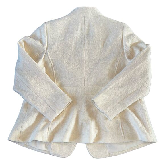 Talbots Wool Blend Collarless Blazer Jacket Lined Women's 14P Cream White Button - Picture 3 of 8